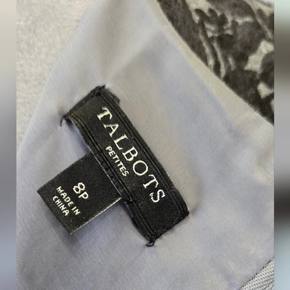 Talbots dress grey wool blend fit&flare black bodice design petite sz 8P - Picture 9 of 10
